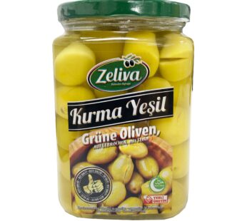 Zeliva Split Green Olive Jar 500g – Kirma Yesil Zeytin Cam
