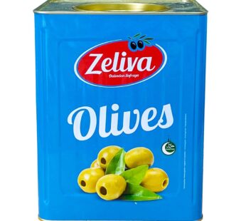 Zeliva Green Olives with Pepper 10kg – Yesil Zeytin Biberli 141/180 Tin